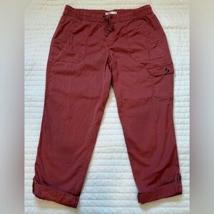 Sonoma Goods For Life Drawstring Cargo Capri Pants Red Women's Size 12